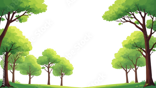 Lush Deciduous Forest vector. isolated on white. Ai generated