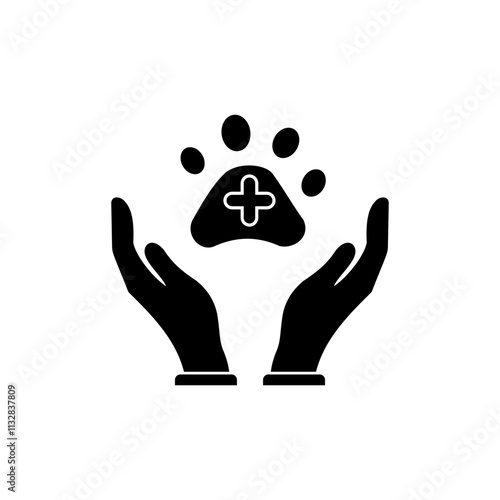 Hand and Paw. Pet Insurance icon vector