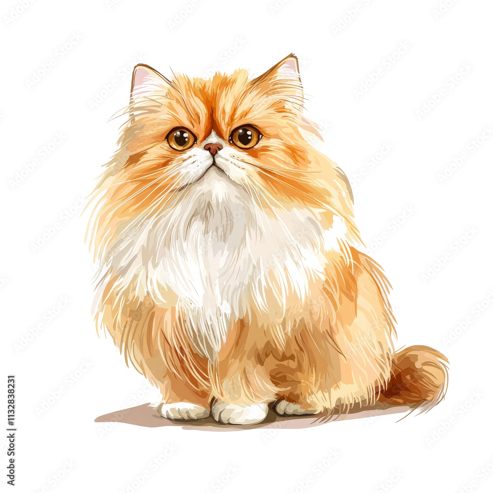 Fototapeta premium Charming Persian Cat with Long Fluffy Fur Against a Solid Black Background
