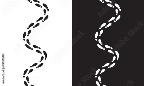 Footprint step path. Vector illustration. isolated on white and black background. EPS 10