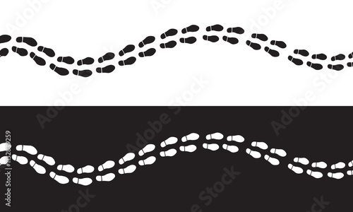 Footprint step path. Vector illustration. isolated on white and black background. EPS 10