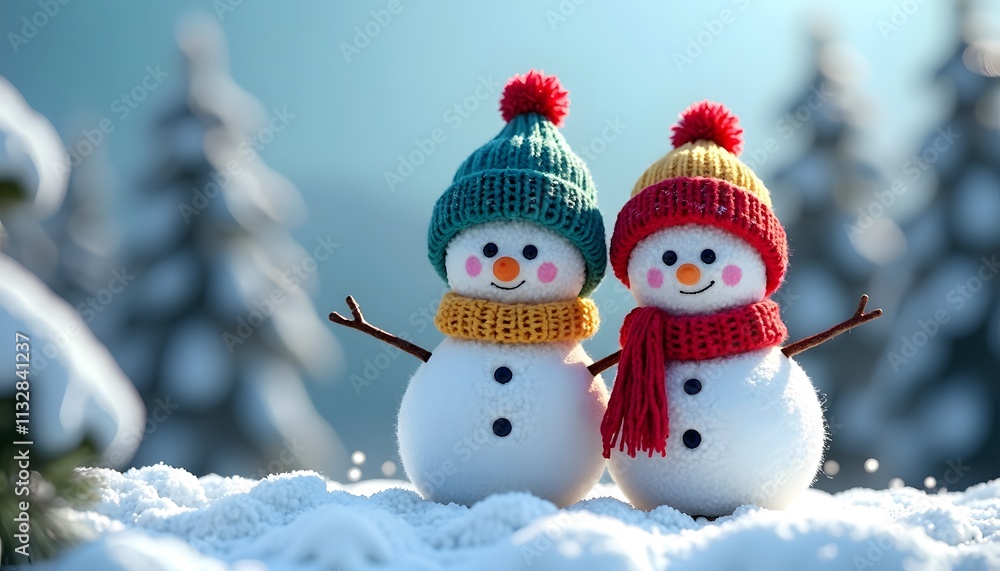 Fototapeta premium Cheerful Snowman Duo
