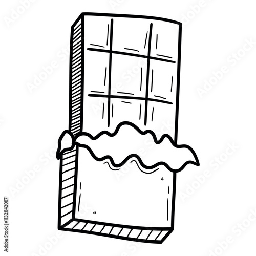 Hand drawn doodle chocolate bar on white background.