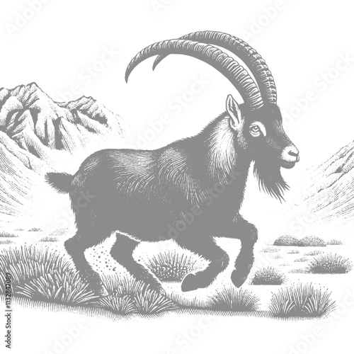 Goat Vector, bezoar ibex goat  vector