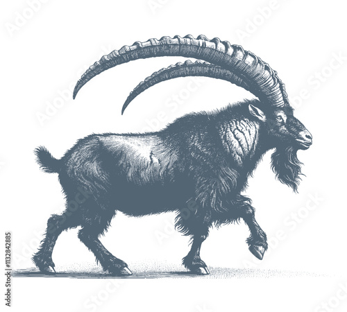 Goat Vector, bezoar ibex goat  vector