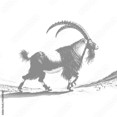 Goat Vector, bezoar ibex goat vector