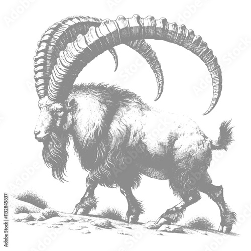 Goat Vector, bezoar ibex goat vector