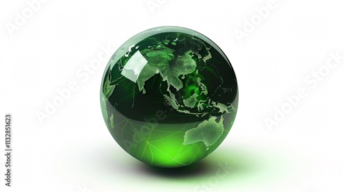 3D Globe with Glowing Green Light Show, Illuminating Conceptual Design for Business Presentations, Global Technology Illustration