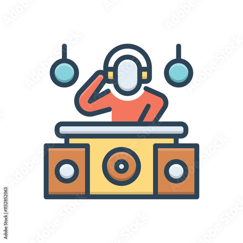 Color illustration icon for dj