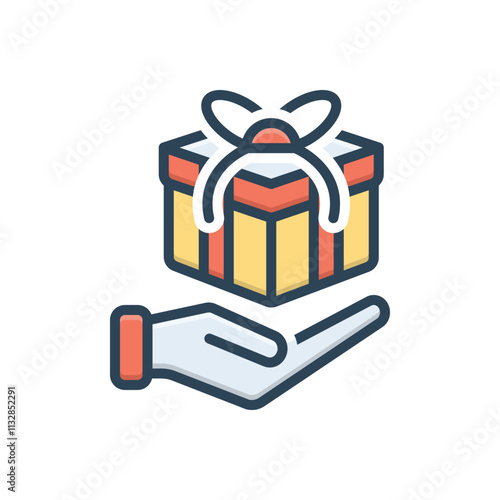 Color illustration icon for gift