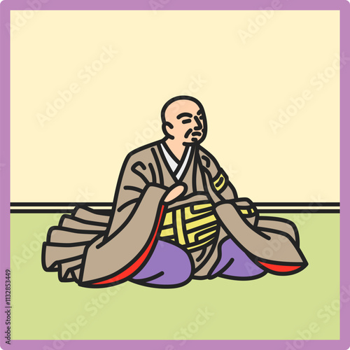 カラー正方形シンプル百人一首　西行法師
