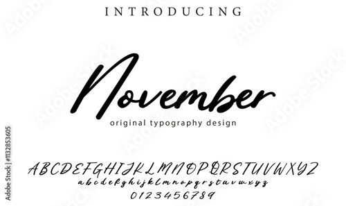 November Font Stylish brush painted an uppercase vector letters, alphabet, typeface