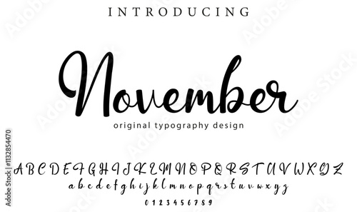 November Font Stylish brush painted an uppercase vector letters, alphabet, typeface