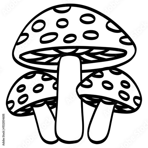 Mushroom Outline Drawing Vector Illustration