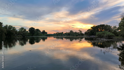 sunset by the Danube river in Novi Sad photo