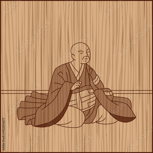 木彫り風正方形百人一首　西行法師
