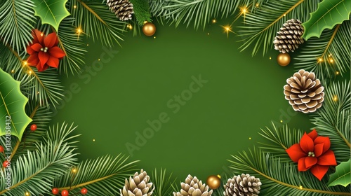 Festive green backdrop featuring golden dust, glittering sparks, and glowing accents for holiday celebrations