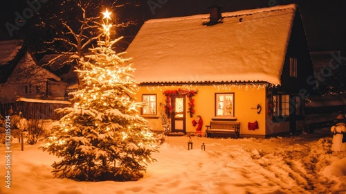 Modern Christmas background with sparkling golden particles, shimmering bokeh, and a magical festive feel