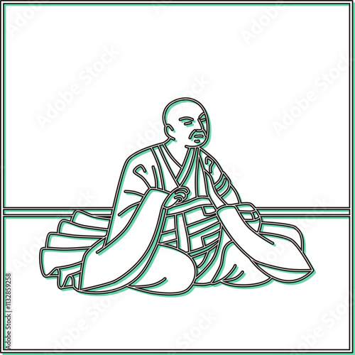 カラーシャドウ正方形百人一首　西行法師