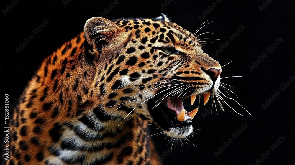 Fototapeta premium Vibrant Wildlife Photography: Leopard Mouth in Detail