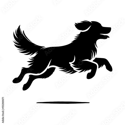 Silhouette of a dog leaping.