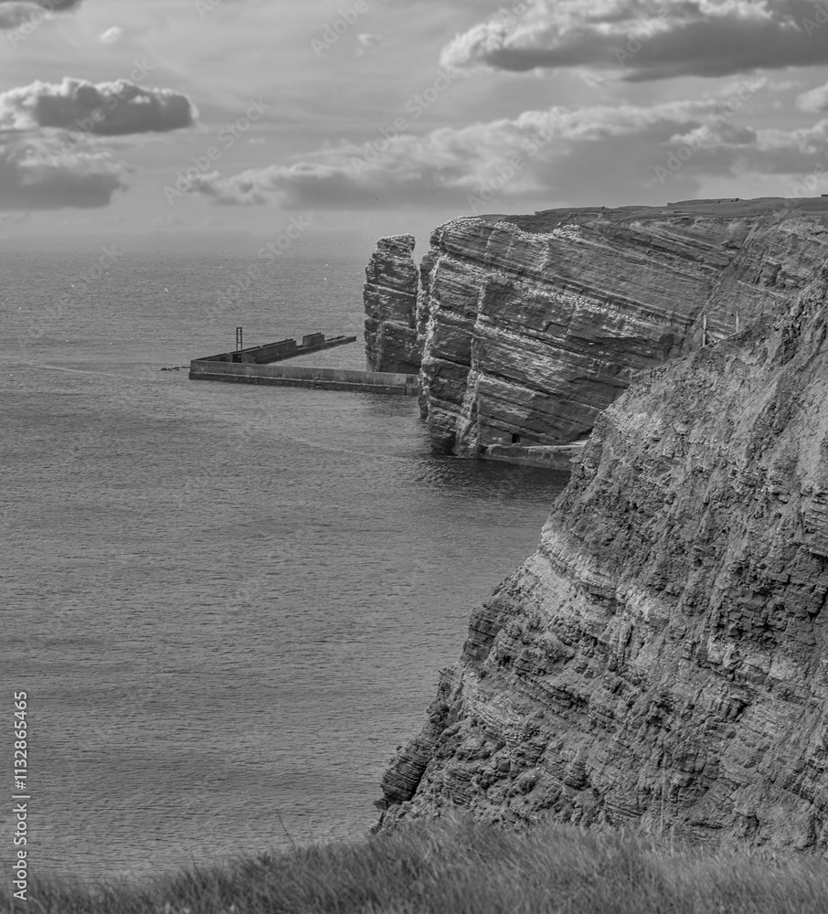 View of the rocky landscape of the high seas island of Heligoland