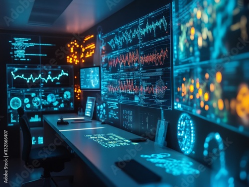 Wallpaper Mural Data visualization and analytics interface in a technology lab interactive environment futuristic viewpoint computer science concept Torontodigital.ca