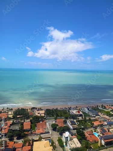 Aerial view of Ponta Negra Beach in Natal, Rio Grande do Norte, Brazil