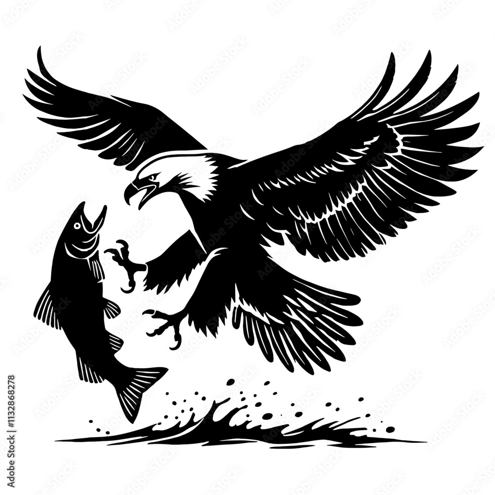 Fototapeta premium Eagle catching fish. (1)