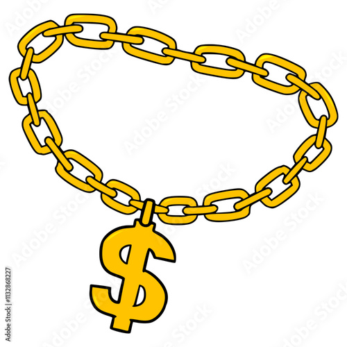 gold chain illustration hand drawn isolated vector