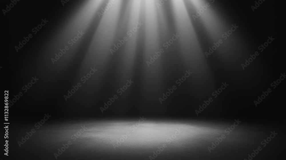 Naklejka premium A spotlight illuminating an empty stage, creating a dramatic and focused atmosphere.
