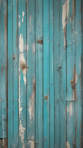 Old wooden background in turquoise color with a distressed finish, featuring subtle hints of natural wood.