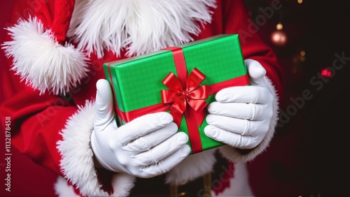 Gift giving brings joy during the festive Christmas season with colorful decorations and cheerful holiday spirit