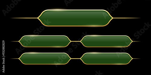 Quiz template. Trivia game layout. Question and answer green frames with golden border for TV show or social media. Multiple choice test. Vector illustration isolated on black background