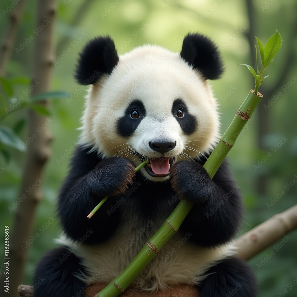 Obraz premium Panda Eating Bamboo