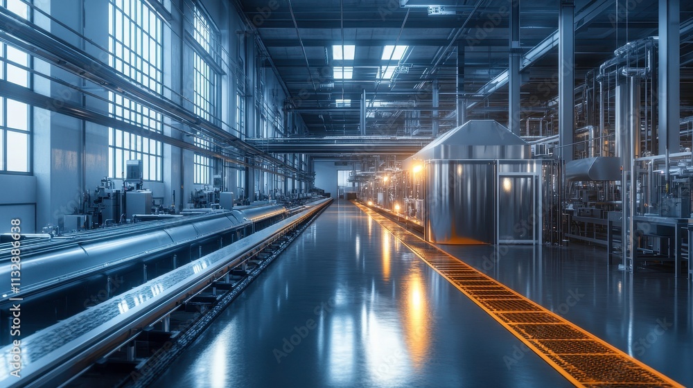 Obraz premium Industrial Warehouse Interior with Modern Machinery