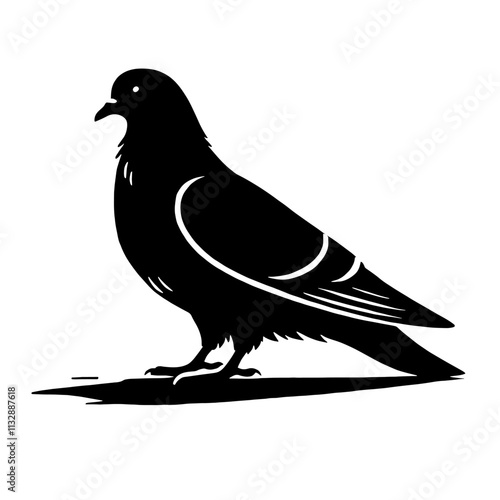 Black silhouette of a pigeon.
