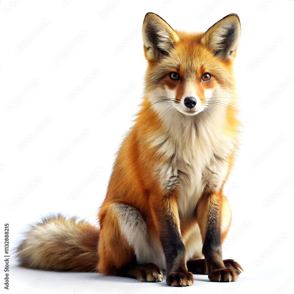 Obraz premium Red fox isolated on white background