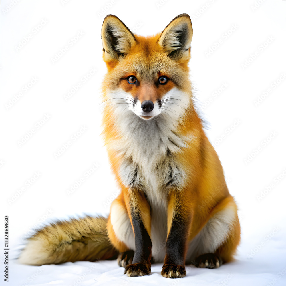 Obraz premium Red fox isolated on white background