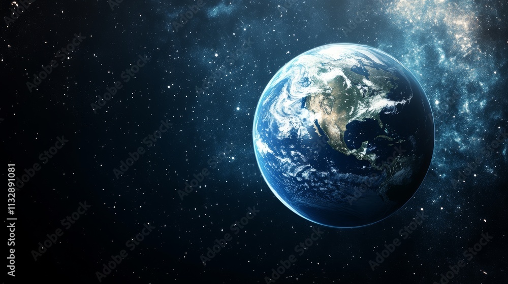 Fototapeta premium A view of Earth from space, showcasing its beauty amidst a starry background.