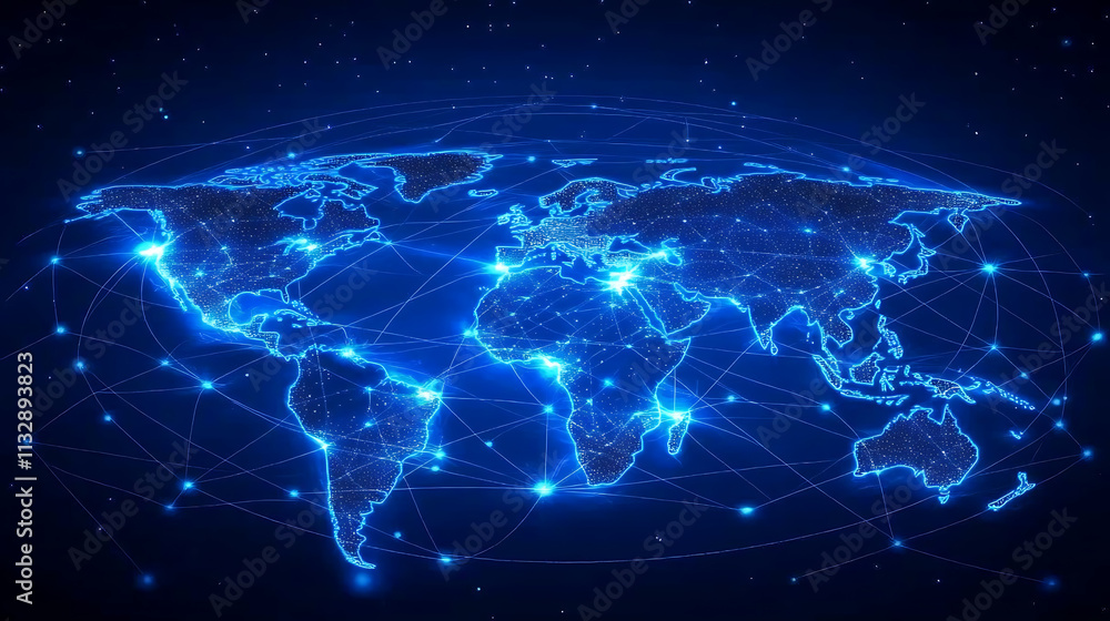 Fototapeta premium Worldwide Business Network with Digital Globe