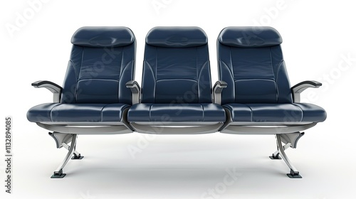 Three comfortable waiting chairs designed for airports or public spaces in a modern style photo