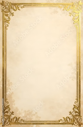 a gold and white piece of paper with a gold border.