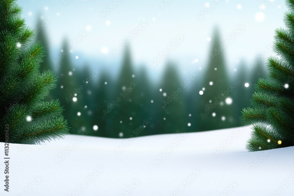 Obraz premium Close-Up of Snow on Evergreen Forest