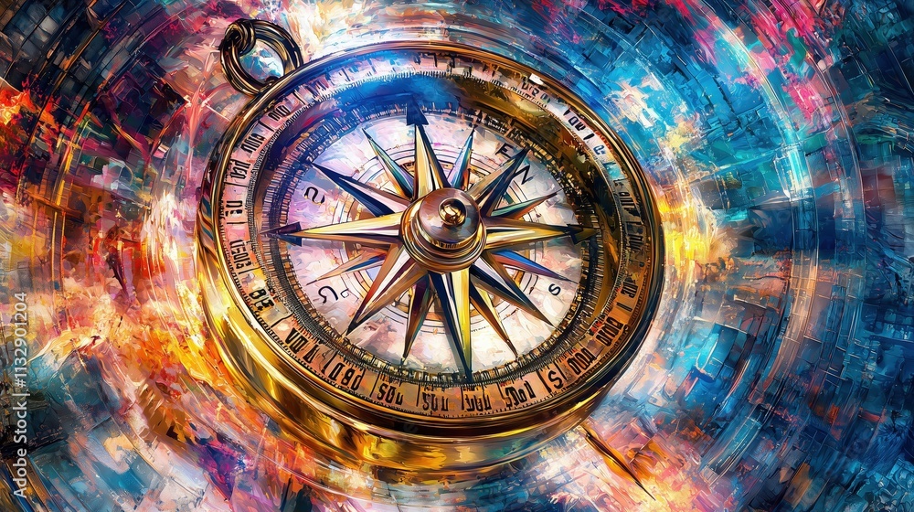 Obraz premium Ancient, round glass window in a grand cathedral, a time-worn wheel of the world
