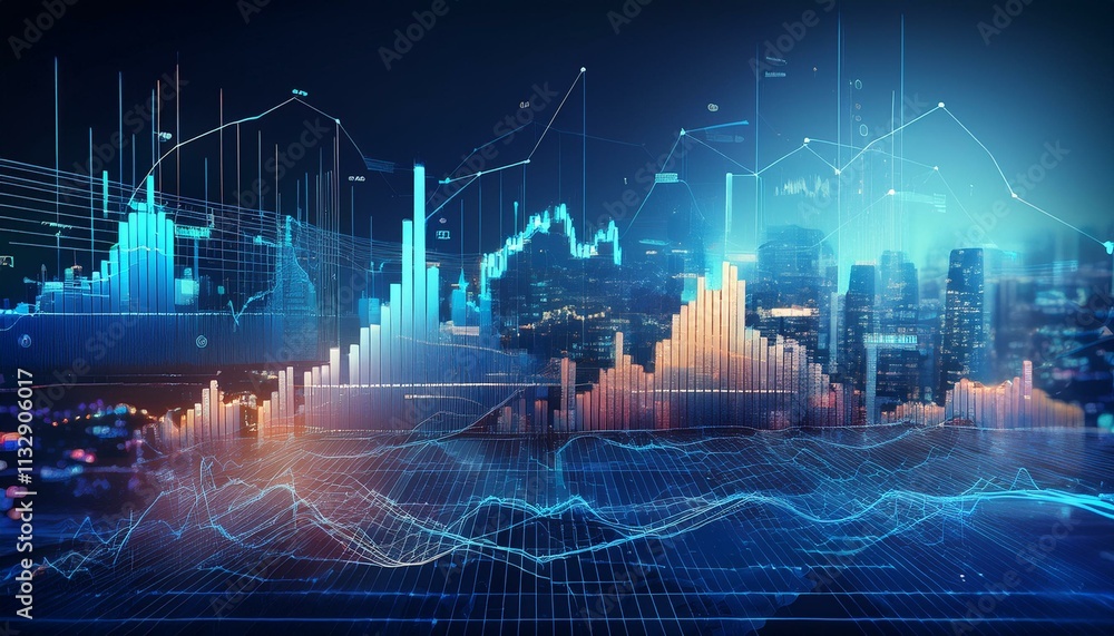 Obraz premium futuristic image of stock and bond trading with charts and graphs widescreen