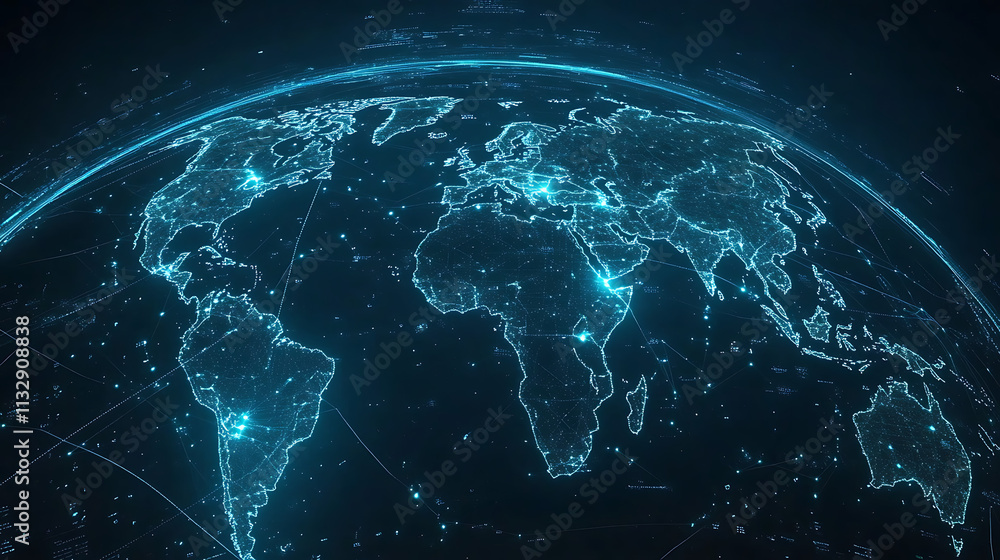 Fototapeta premium Global Logistics and Business Network with Connecting Lines