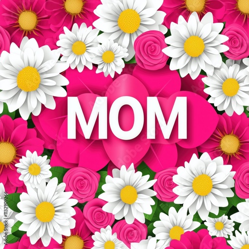 Mother's Day floral card with daisies and roses