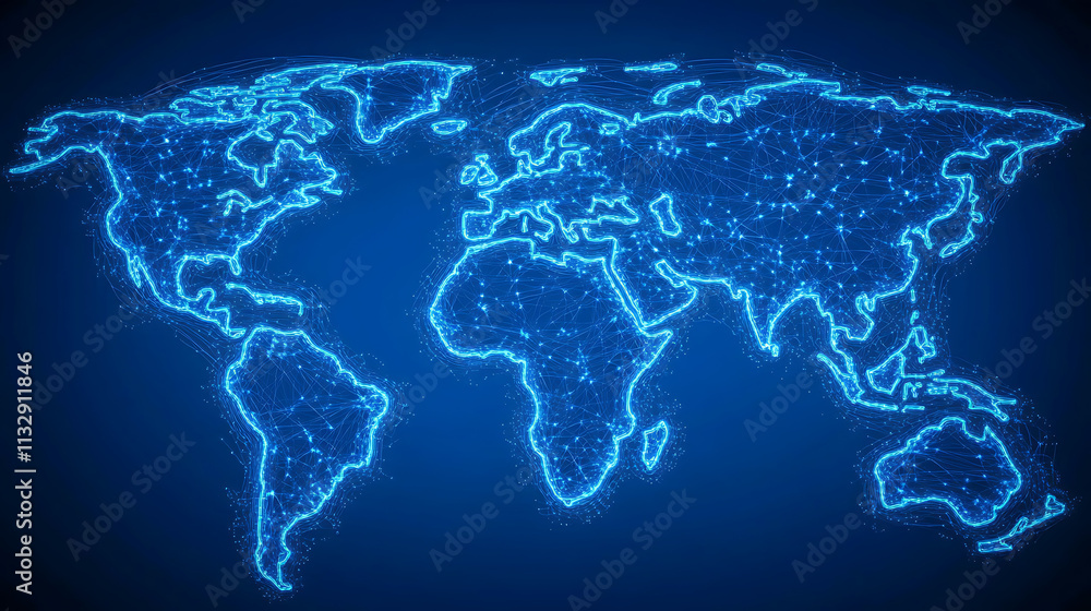 Fototapeta premium Global Connectivity Concept with Map and Travel Routes