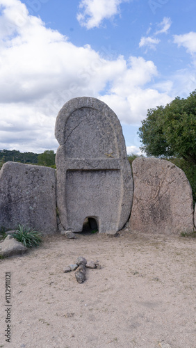 Giant's tomb of S'Ena e Thomes, sardinia, showing megalithic gallery grave photo